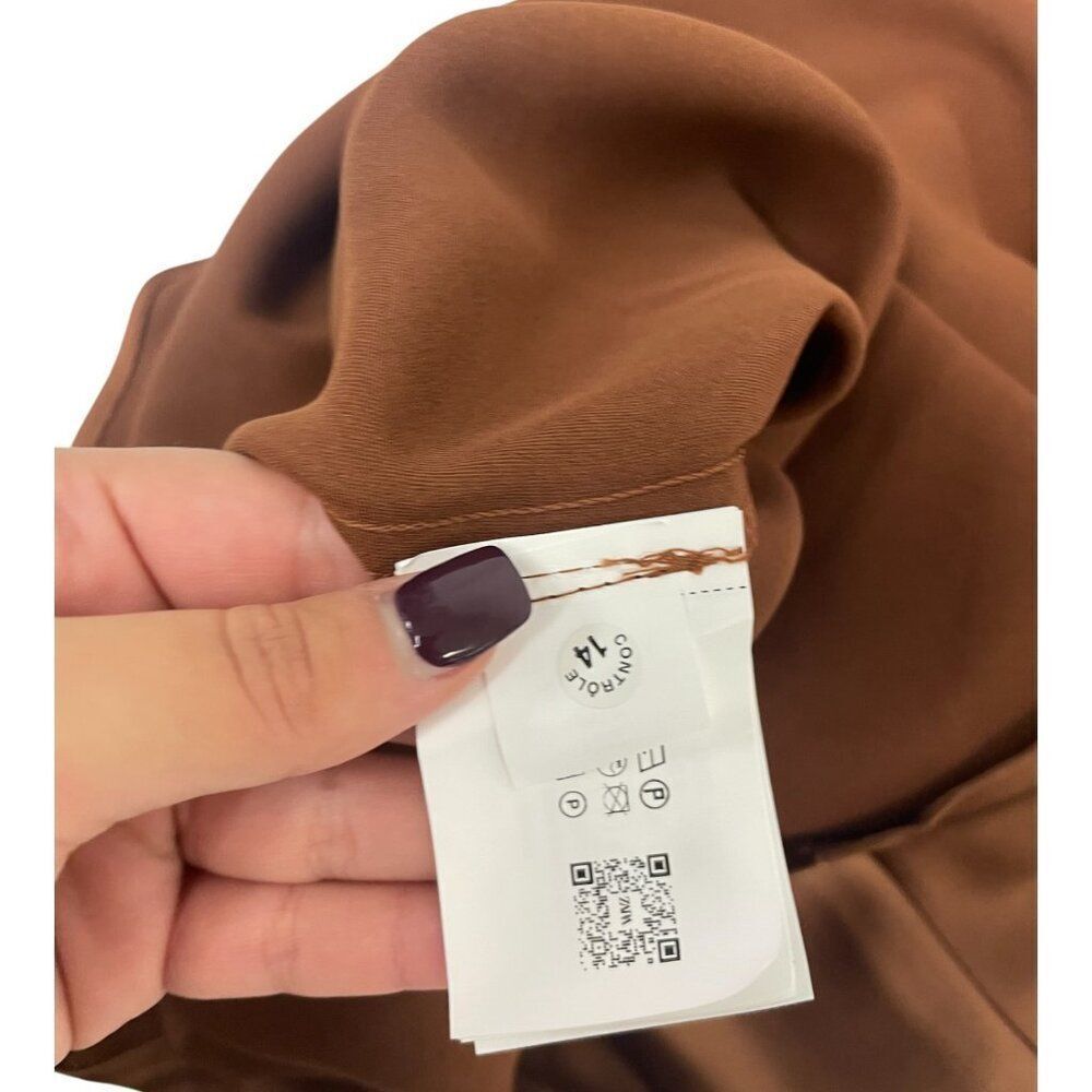 Zara Women Dress XS Maxi Brown Bow Satin Effect Sleevleess 8999/331 NWT - Picture 8 of 15